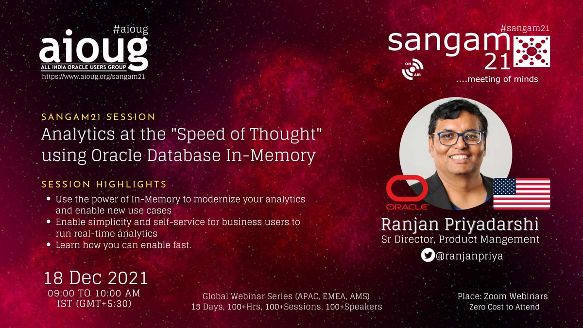 AIOUG's tweet photo. We are eagerly waiting to hear from Ranjan Priyadarshi @ranjanpriya. Have you booked your seat yet ? Register Now https://t.co/8HySRYHHMN @Oracle @OracleDatabase @Oracle_India @groundbreakers @oracleugs @oracleace #aioug #oracledatabase #oracleusers #oraclecustomers #OracleACE https://t.co/8EMjj9tNq8