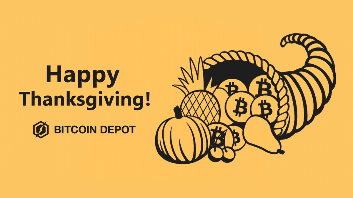 Bitcoin_Depot's tweet photo. Happy Thanksgiving! Wishing you a coin-a-copia of great times with family and friends.

#BitcoinDepot #JoinTheCoin #BitcoinDepotATM #CryptoATM #Cryptocurrency #Bitcoin #Thanksgiving https://t.co/sIGTvg1rwU