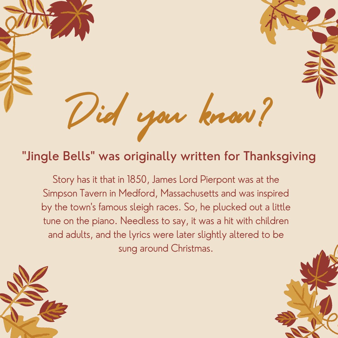 Now we all know where Jingle Bells came from!

--
Contact us 
📲 716-444-2064 
📧 hello@unLMTDteam.com

#friendsgiving #bethankful #bethankfuleveryday #bethankfulalways #family #thanksgiving2021 #love #grateful #pumpkinpie #turkey #turkeyday #turkeyday2021 #thankful #familytime