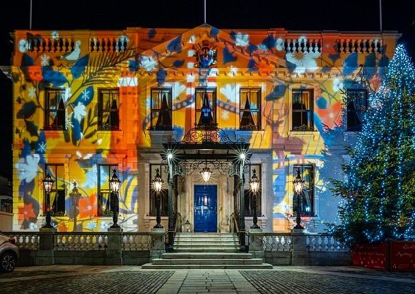 hollypereira81's tweet photo. Winter Lights at Mansion House. Based on Dublin’s native wildlife 🌿✨ Tks to @DubCityCouncil, @lightscapebrian, #EventCo, @LordMayorDublin, #DublinWinterLights. 📸@RawDublin #projection #illustration #hollypereira https://t.co/wzGtHEH7TA