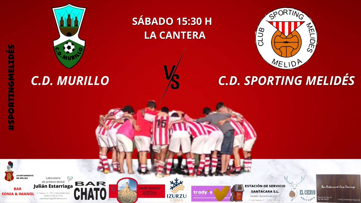 SportingMelides's tweet photo. 💥¡Este sábado toca desplazamiento corto para disputar un emocionante derbi frente al CD Murillo!

👉El #SportingMelidés llega con la intención de enlazar dos victorias consecutivas que le enganchen a la parte alta de la clasificación.

#SportingMelidés 🆚 CD Murillo https://t.co/YDD7zF4YrV
