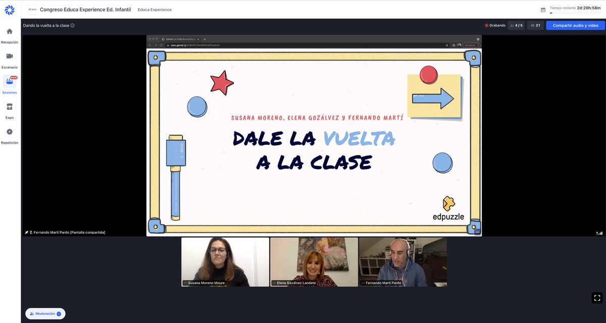 edpuzzle_es's tweet photo. Genial @fernando_marti7 @SusanaMoure y @elnidodepippi hoy en el taller de @EducaExperience “Dando la vuelta a la clase” en Infantil
#claustrovirtual #educaexperience https://t.co/yrqUz9LBpr