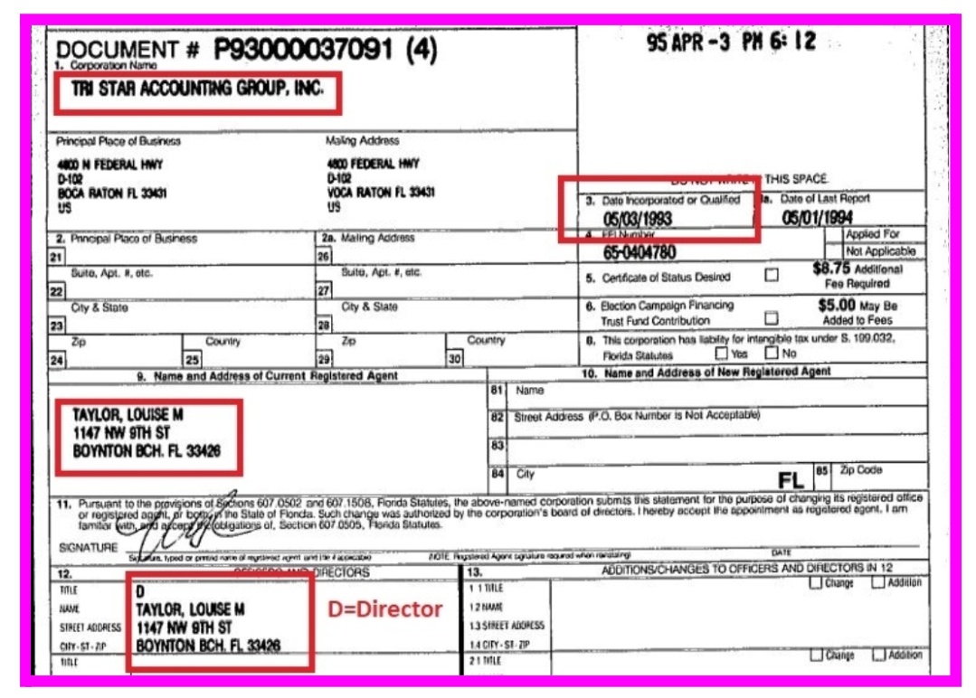 SwatTeamForBjs's tweet photo. Back to Lou &amp; TriStar.

In 1993 Lou incorporated Tri Star Accounting Group, Inc.

#FreeBritney #InvestigateLouTaylor #EndConservatorshipAbuse #BritneySWATTeam https://t.co/h9bpblRgrg