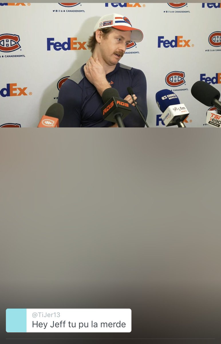 EricEngels's tweet photo. Exhibit A of how toxic social media can be. Jeff Petry is up there taking ownership of his play, saying it’s nowhere near at the level he expects, saying he needs to find a way to get his confidence up, and some random Twitter hero dumps this comment on the live feed 1/2 https://t.co/S1vw55ybG3
