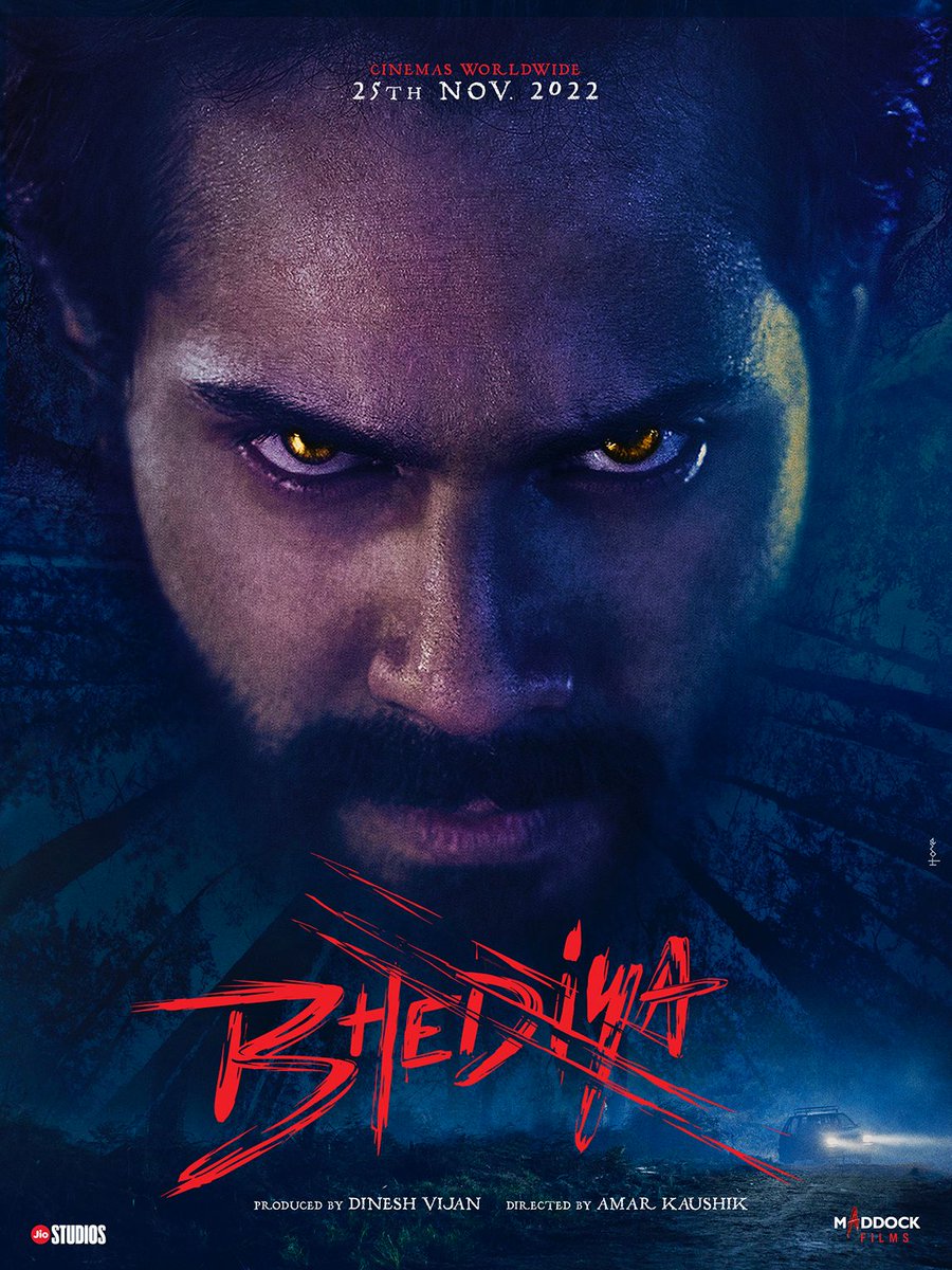 #BhediyaFirstLook is OUT, witness <a href="/Varun_dvn/">VarunDhawan</a> in a never seen before avatar!
#Bhediya also stars <a href="/kritisanon/">Kriti Sanon</a>, releases in cinemas worldwide on 25th Nov 2022.
<a href="/nowitsabhi/">Abhishek Banerjee</a> @Deepakyahanhai <a href="/amarkaushik/">Amar Kaushik</a>
#DineshVijan <a href="/nirenbhatt/">Niren</a> <a href="/SachinJigarLive/">Sachin-Jigar</a> <a href="/MaddockFilms/">Maddockfilms</a> <a href="/jiostudios/">Jio Studios</a> <a href="/JioCinema/">JioCinema</a>