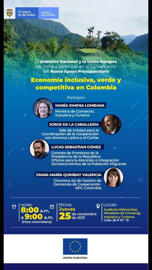 RedAdelco's tweet photo. Hoy acompañamos el lanzamiento del nuevo apoyo presupuestario: Economía inclusiva, verde y competitiva en Colombia, otorgado al @MincomercioCo por parte de la @UEenColombia Se resaltó el aporte del #ProgramaCET en la construcción de la competitividad territorial. 🇨🇴🤝🇪🇺 https://t.co/kiDhqj0Q5D