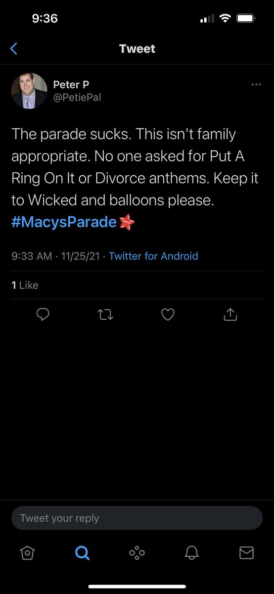 casey_b99's tweet photo. “Glamorizing divorce” wow it’s almost like…..you just tweeted…..without looking up anything about the show? Maybe it’s time for a history lesson friends🤠 #MacysParade https://t.co/mqn7cvyNer