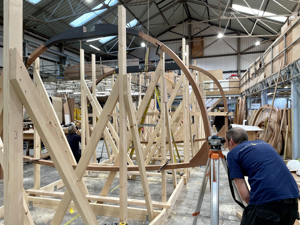 SpiritYachts's tweet image. The beginnings of a new Spirit...  The first two ringframes of a new Spirit 68DH (Deckhouse) cruising yacht going into a strongback ready for the hull build to begin.  Find out about how a Spirit yacht is built here: bit.ly/3cOMA5W
#spirityachts #boatbuilding