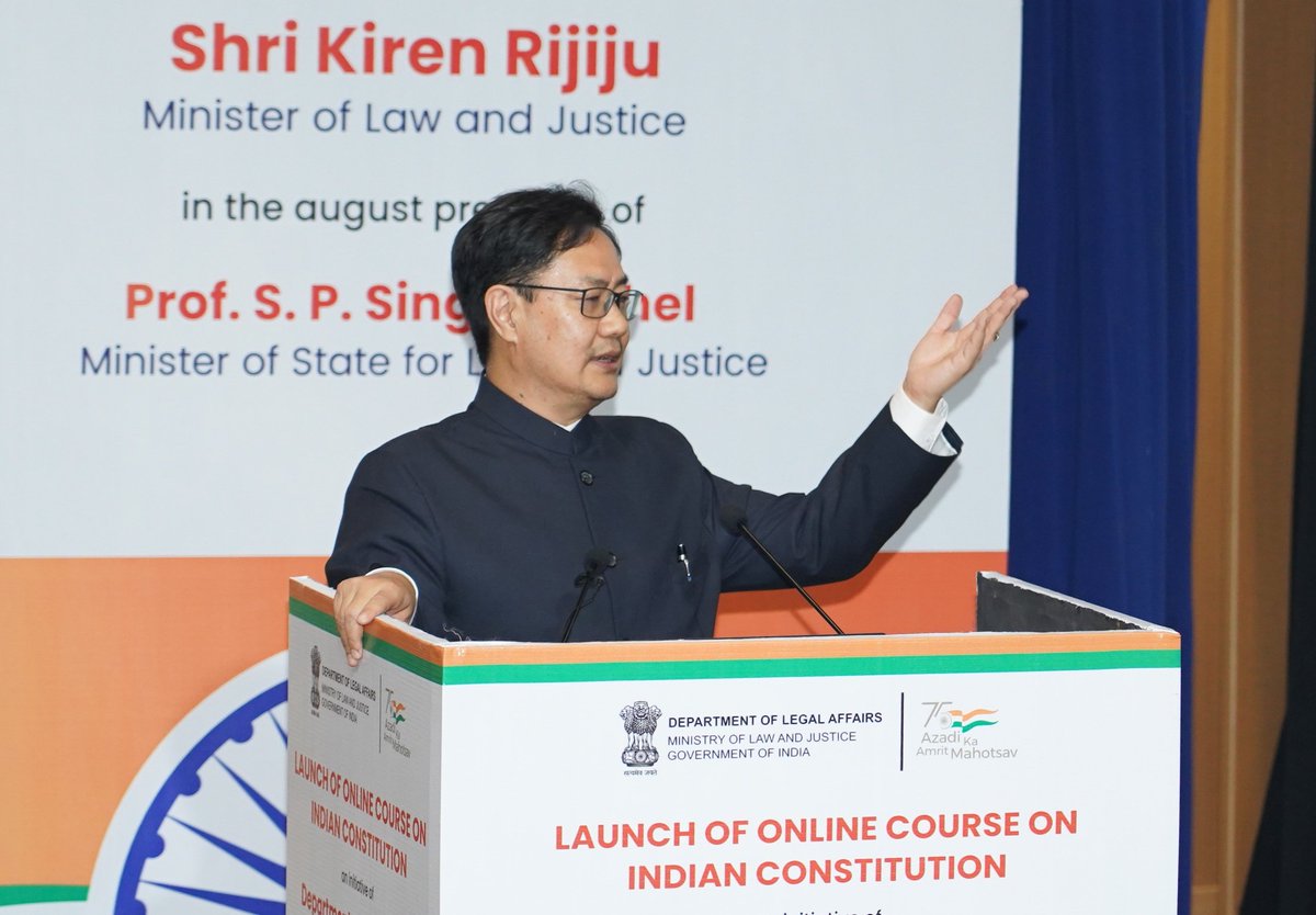 KirenRijiju's tweet photo. CONSTITUTION OF INDIA IS OUR HOLY BOOK: PM @narendramodi

It's our endeavour to facilitate the citizens of India for better awareness about the Indian Constitution. The launch of Online Course on Indian Constitution is a positive move in that direction. https://t.co/kFsfVMl3Bw