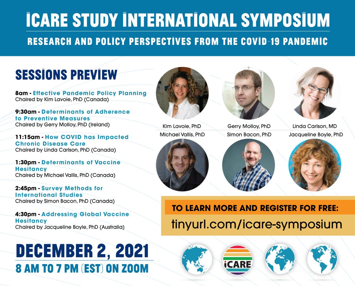 Symposium December 2: Research and Policy Perspectives from the COVID-19 pandemic

✨Register for the day, and drop in when you can!✨

Join us for a series of talks by policy advisors, behavioural researchers, and data scientists

tinyurl.com/icare-symposium