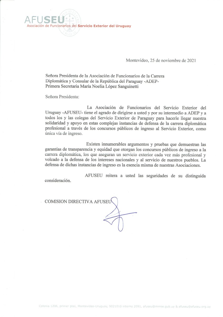 ADEP_Py's tweet photo. Desde la @ADEP_Py expresamos nuestro sincero agradecimiento a los Colegas de @AFUSEU por el apoyo brindado. https://t.co/2V5LgY0Ml8