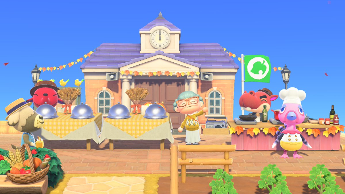 [Isabelle]
Hey, everyone! I hope you'll be able to join us this Thursday for Turkey Day on your island! We've invited a professional chef, and everyone's going to pitch in to help him find the ingredients he needs for a fun feast. Stop by the plaza if you can!