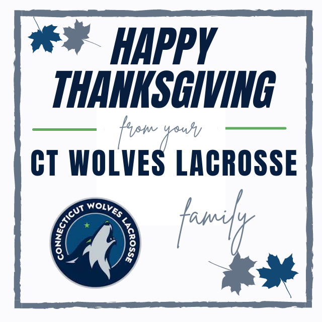 Happy Thanksgiving from all of us at CT Wolves Lacrosse! Thank you to all of our coaches, families, communities, and business partners! Can't wait to see you all at our Reindeer Games on Dec. 6 🎄