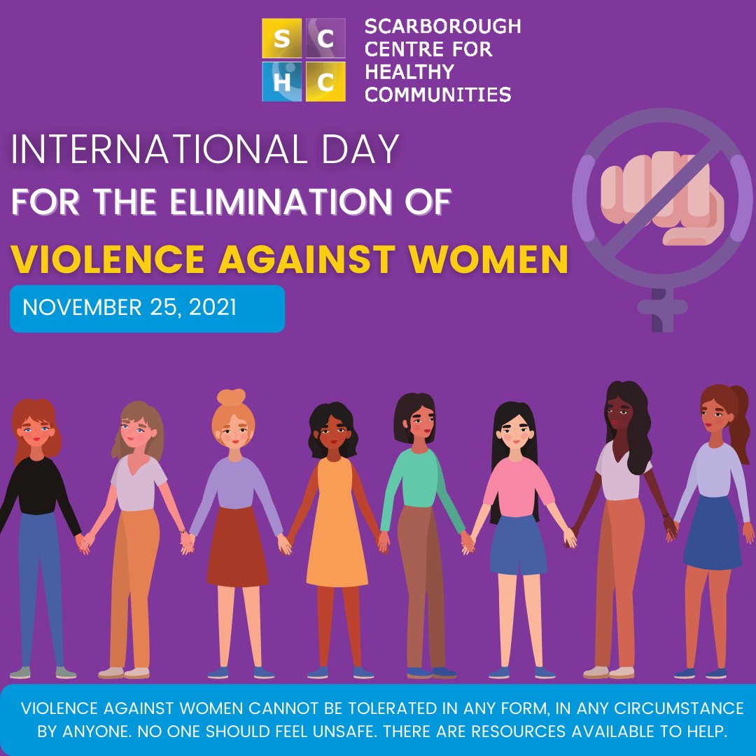SCHCOnt's tweet photo. Today is International Day of #eliminationofviolenceagainstwomen . #Violenceagainstwomen cannot be tolerated. #WomenSafety is essential &amp; we're here to help the women of #Scarborough . If you require support visit https://t.co/W9j8FcW20z . 
#EndViolenceAgainstWomen #EVAW https://t.co/0NcvgoEKdB