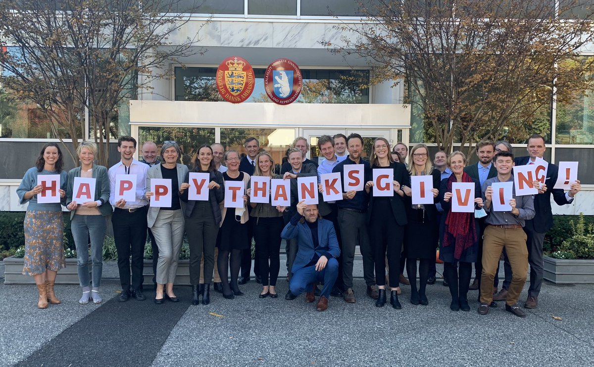 DKambUSA's tweet photo. Wishing everyone a happy and restful Thanksgiving from all of us here at the Embassy! 🦃🍁 This year, I am thankful for all the incredible people I have met – some of them finally in person, and all the great experiences I have had. #HappyThanksgiving #DenmarkinUSA https://t.co/XvPjOAYd4o