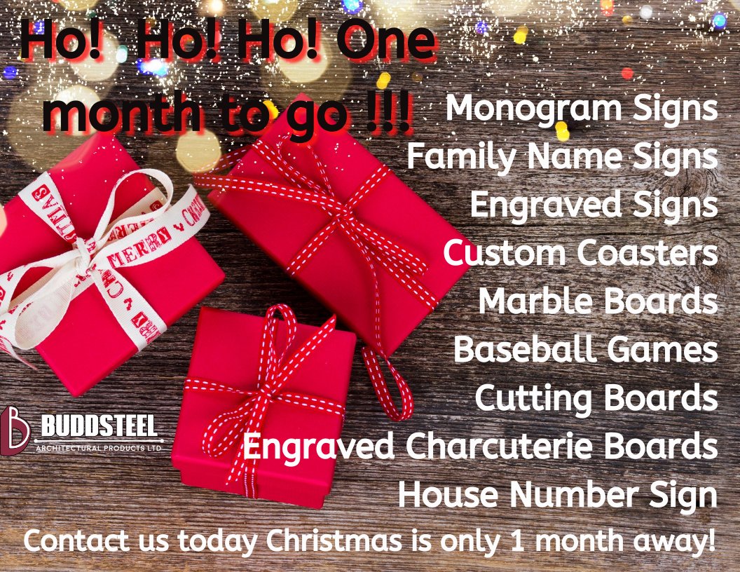 One month until Christmas Day!
Have you got that hard to buy for person gift yet?
 Come see us for a one of a kind gift!
#buddsteel #onemonthuntilChristmas #hardtobuyforCheck #customengraving