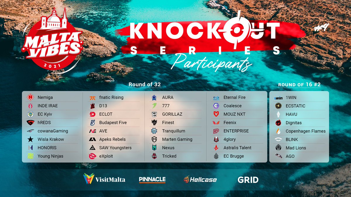 Winter is coming and so is Malta Vibes Knockout Series #4!

Our adventure starts next week, so let's see which teams are going to participate this time!

edenesports.com/news/its-time-…

#VisitMalta #Pinnacle #Hellcase #GRID #EdenMaltaVibes