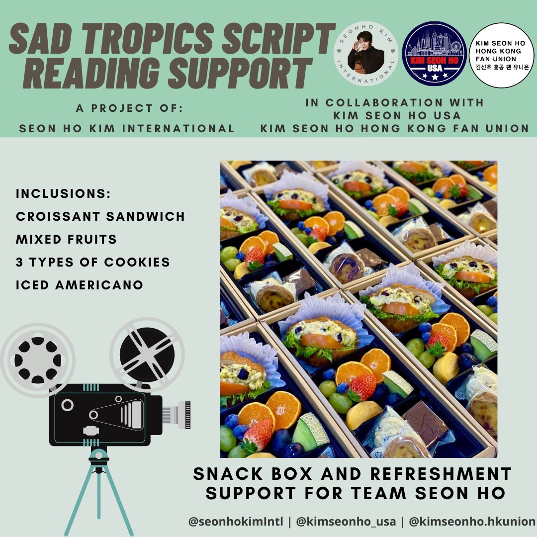 SeonhokimIntl's tweet photo. But wait.. there's more! We will also send Snack boxes and Refreshment support for #KimSeonHo's Team!
We wanted to cheer them up for this very special event. π₯°
#SadTropics #SHKIntlProject #SHKIntlProjectCollab #SadTropical https://t.co/Y6IzHZFMjg