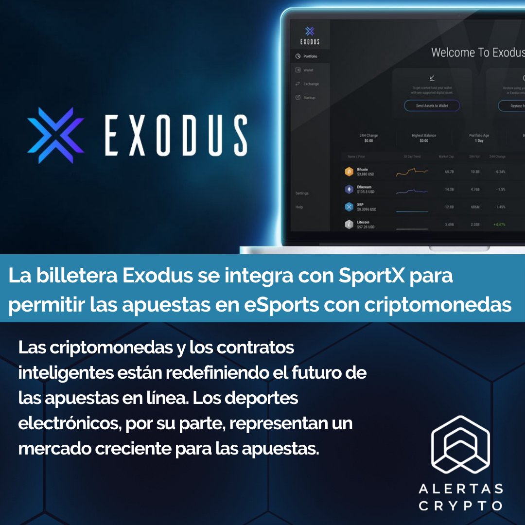 AlertasCrypto's tweet photo. La billetera Exodus se integra con SportX para permitir las apuestas en eSports con criptomonedas

#noticia #criptomonedas #criptonoticias #bitcoin #alertascrypto #altcoins 

https://t.co/ZT3YG8KwnV https://t.co/5AfCTkse0b