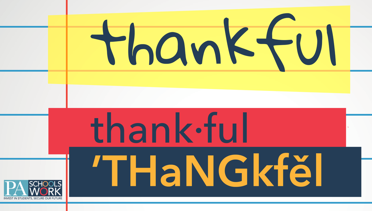 PASchoolsWork's tweet photo. We are #thankful for: #teachers, #principals, #paraeducators, #cafeteriaworkers, #educationsupportprofessionals, #custodians, #nurses, #superintendents, #busdrivers, #supportstaff, #subsituteteachers, #administrativestaff 

#PASchoolsWork #Thanksgiving2021 https://t.co/OGoXvuVKWw