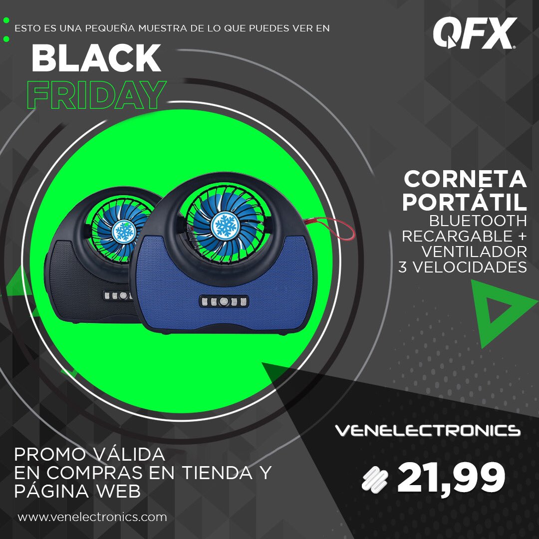 venelectronics1's tweet image. ¿Te encanta la playa pero ya no puedes con el calor? No te preocupes, tenemos la solución para ti 😎

Disfruta de la música y la frescura con la Corneta Portátil QFX con ventilador incorporado 🍃

Cuenta con sistema Bluetooth, linterna, Radio FM, Puerto USB y Auxiliar 😍
