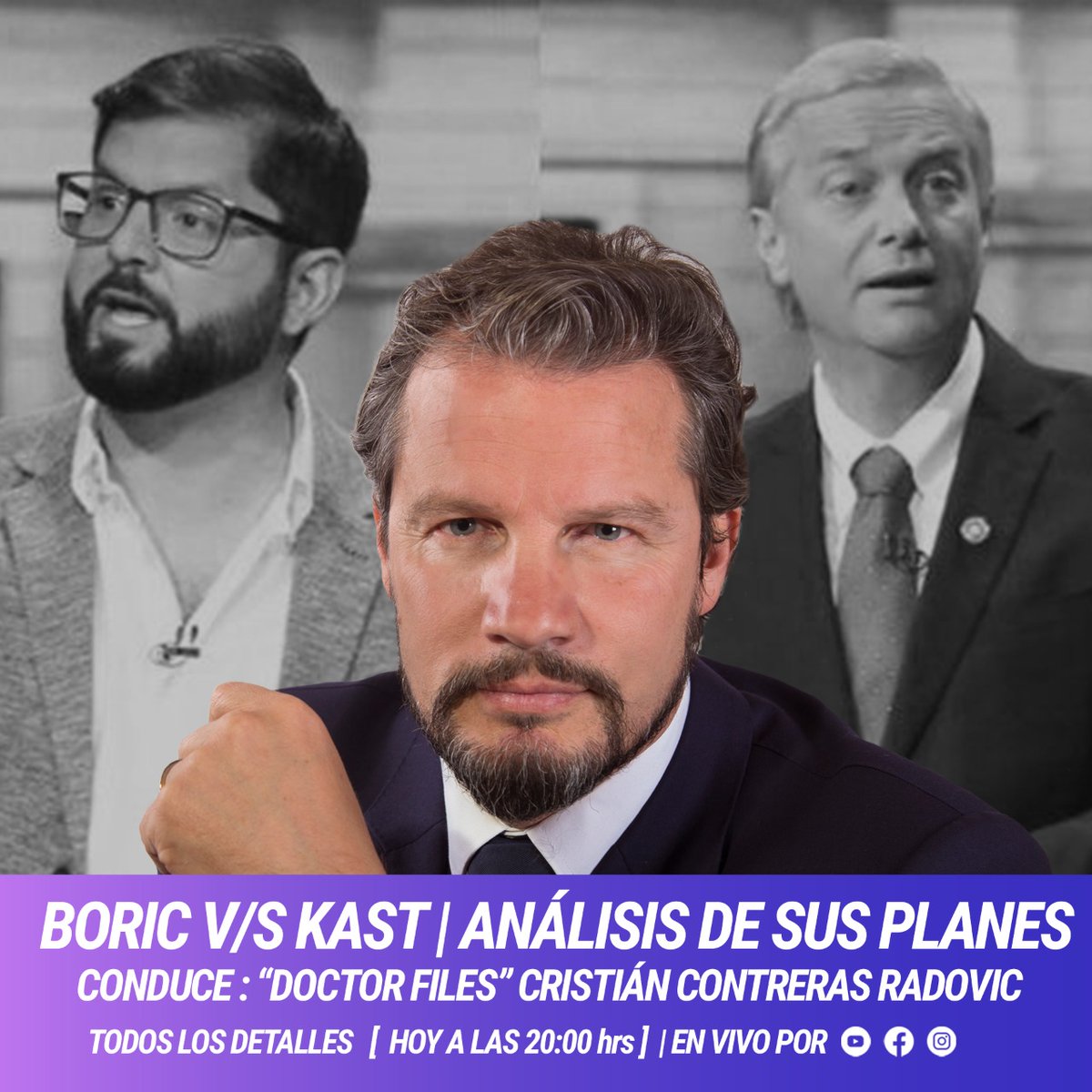 CCRadovic2012's tweet photo. BORIC VS KAST El #CentroPolítico juega un rol clave en la próxima elección presidencial. Hoy a las 20 hrs x nuestro canal YouTube Doc Files y redes sociales analizaremos con equilibrio los planes de los dos candidatos que están llevando a Chile 🇨🇱 a la #polarización.
#CentroUnido https://t.co/kEQ0mZQBrn