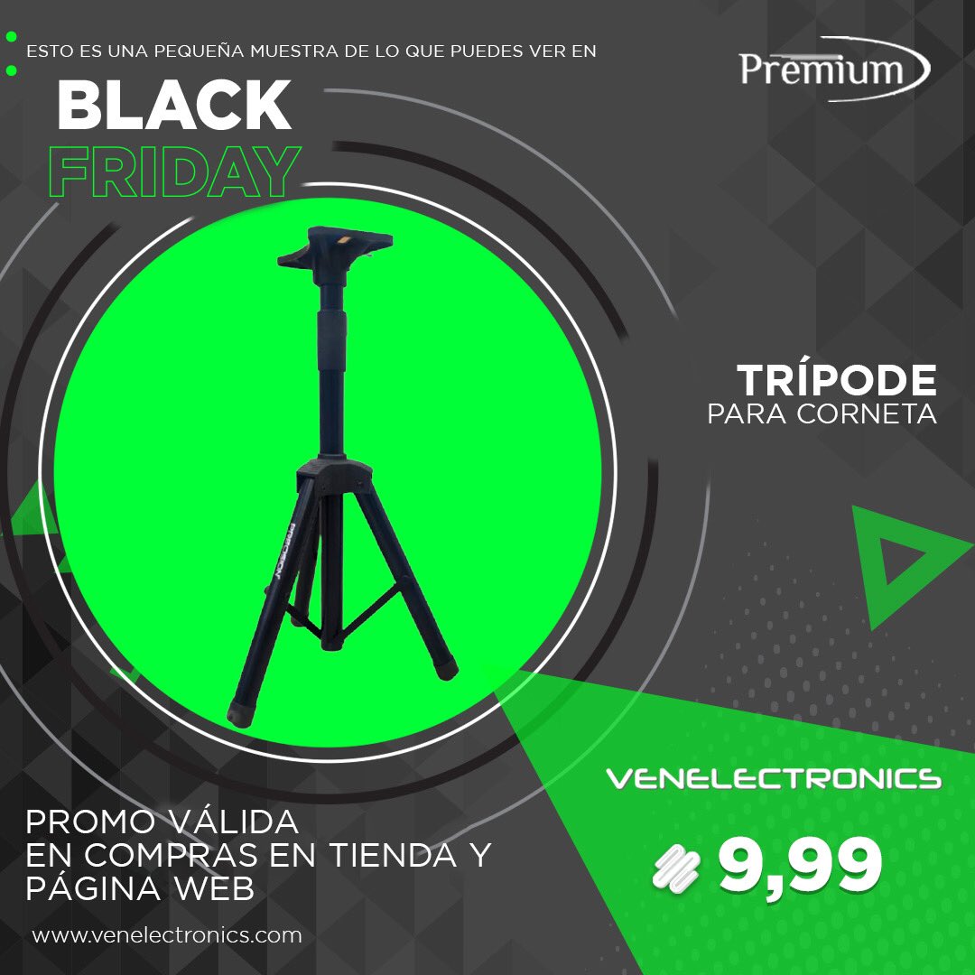 venelectronics1's tweet image. Dale soporte a tu música favorita con el trípode para las cornetas Premium 👍

¡No esperes más! 😄 disponible en todas nuestras tiendas. Adquiérelo en un precio fantástico durante Black Friday.