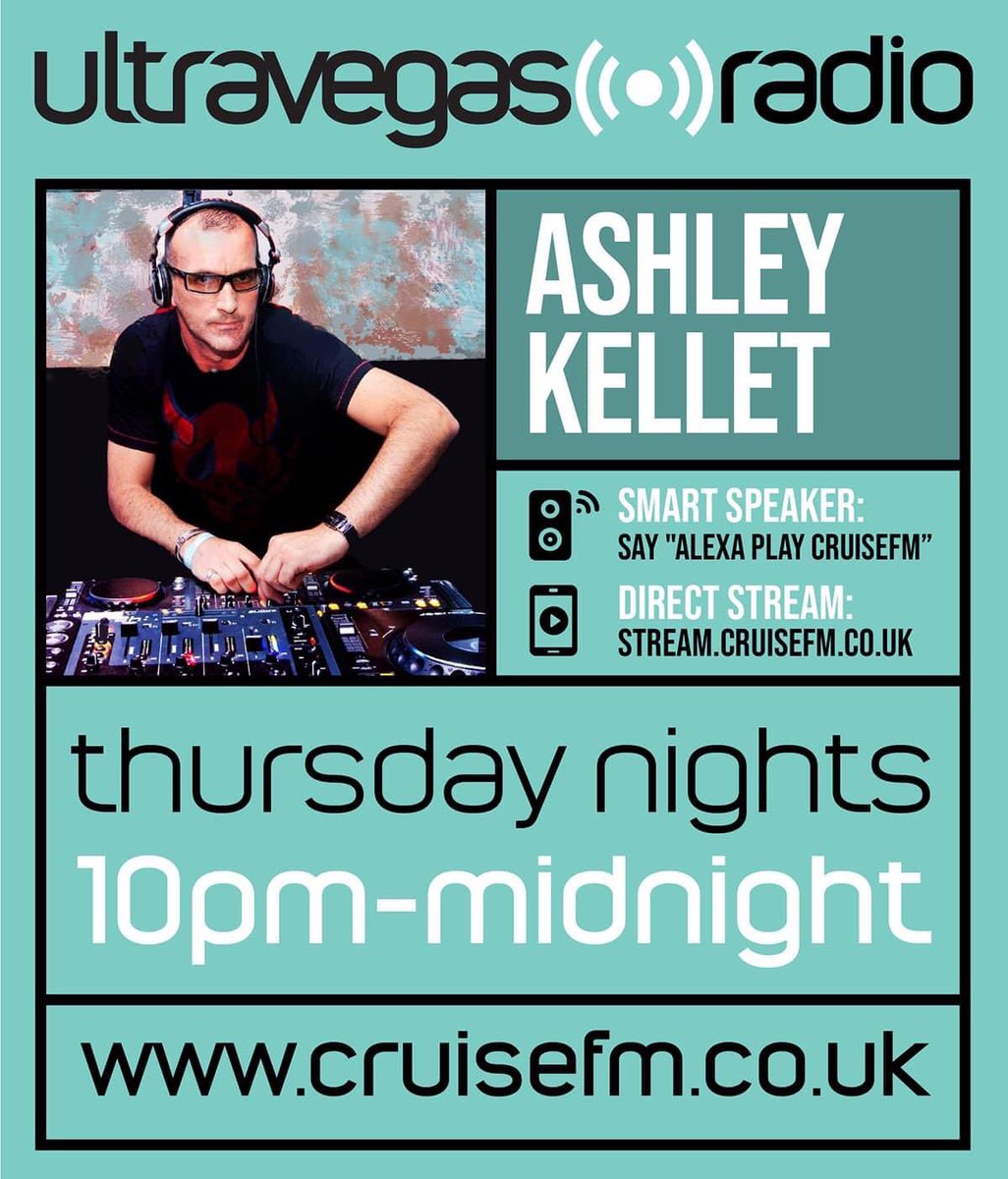 Yes yes yes my people, the long weekend starts today . from 10pm tonight UltraVegas on the funky towers on Cruise Fm 
Ashley Kellett leads and I will be following dropping some pure old Skool vibes from the early days of UltraVegas 
CruiseFm.co.uk is taking over