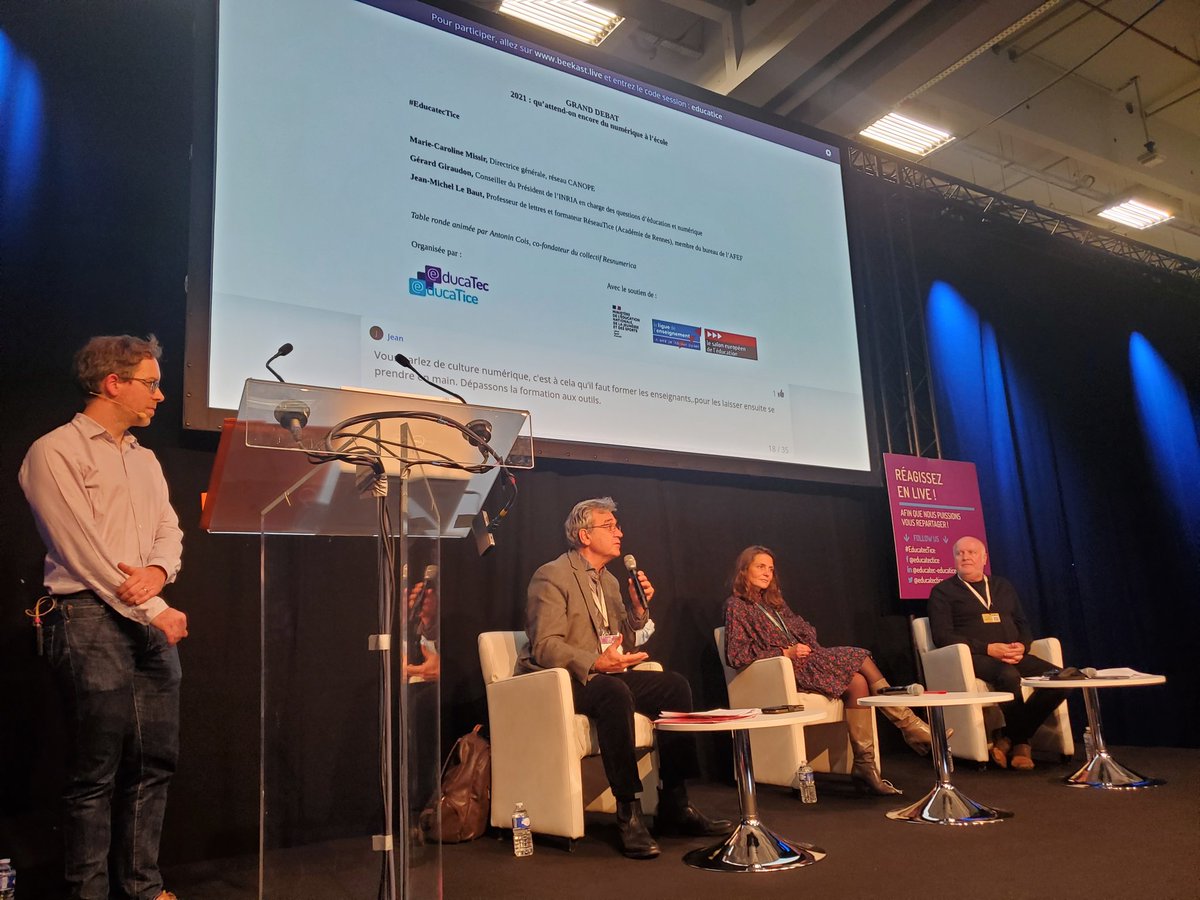 La conf la.plus intéressante depuis longtemps !! <a href="/Edu_Num/">Éducation Numérique</a> <a href="/classcode_fr/">Class'Code</a> @educatectice