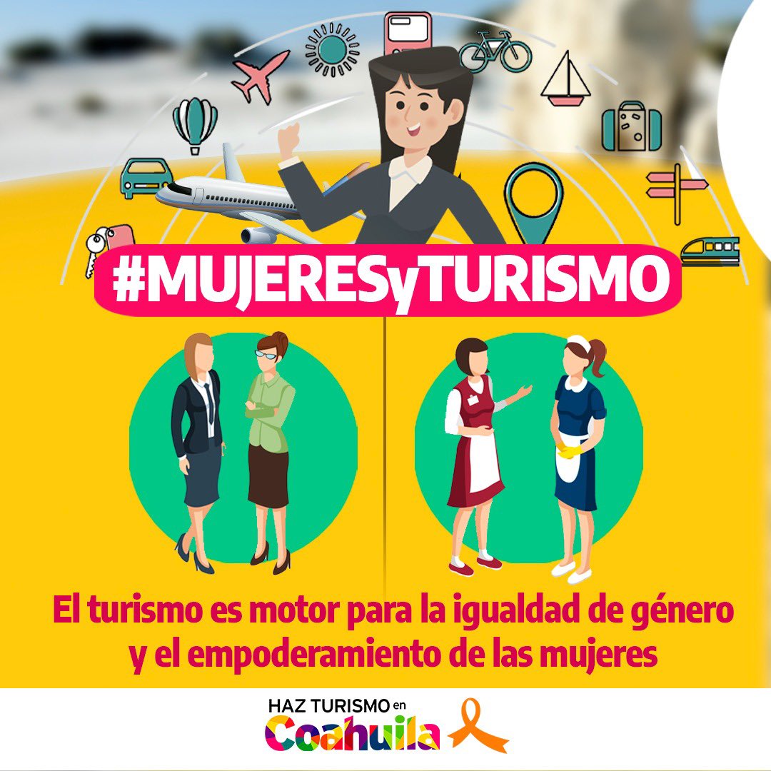 SeTurCoah's tweet image. En este Día Internacional de la Eliminación de la Violencia contra la Mujer te compartimos que, a nivel mundial, las mujeres ocupan entre el 60 y el 70% de los empleos en la industria turística a nivel internacional.

#mujeresYturismo #DíaNaranja #16Días