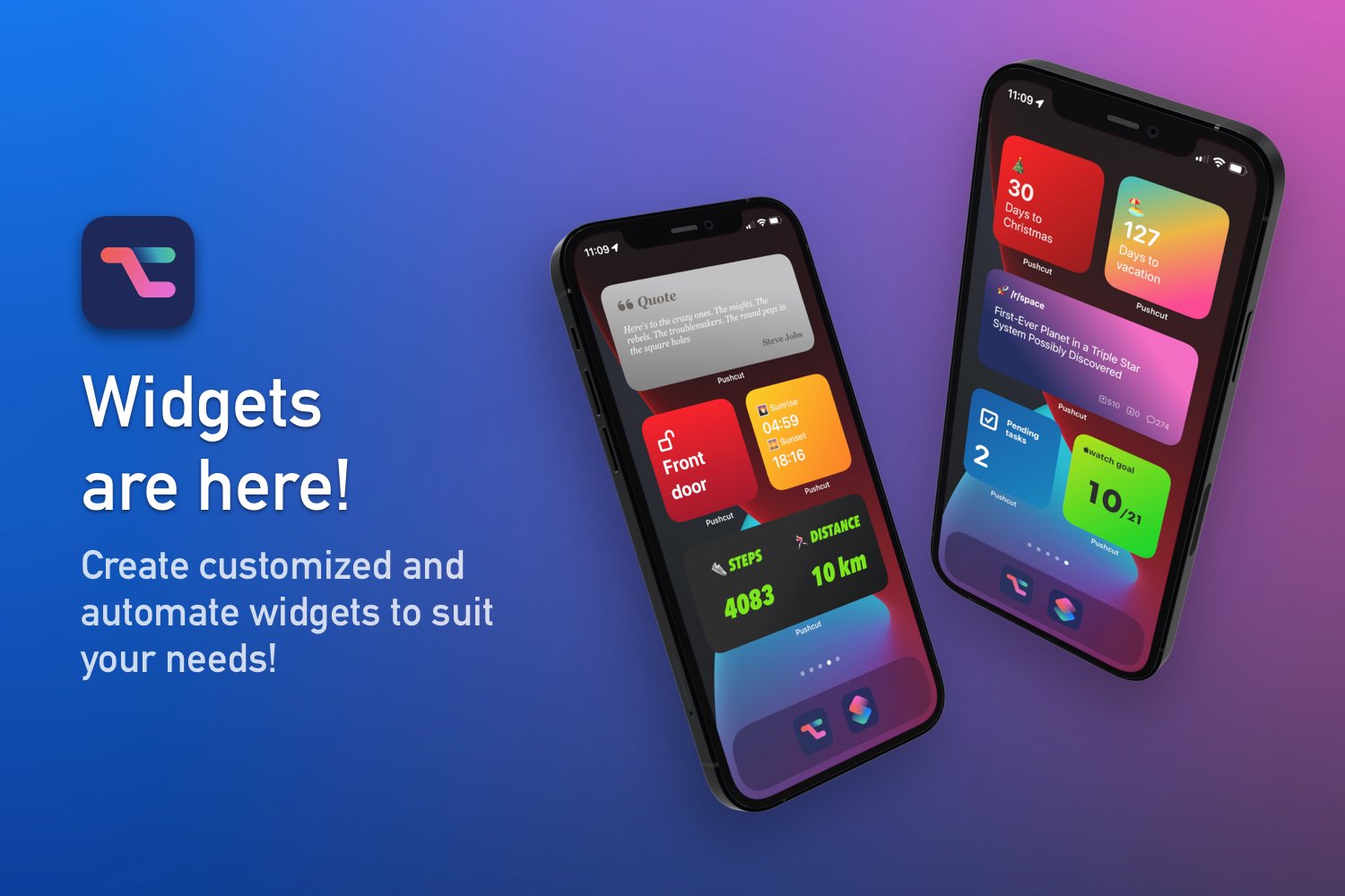 Pushcut Io Pushcut Already Gives You Access To Immediate Feedback Through Push Notifications The Widgets Are Here To Fill A Different Need Making Important Information Always Available Right On Your Home