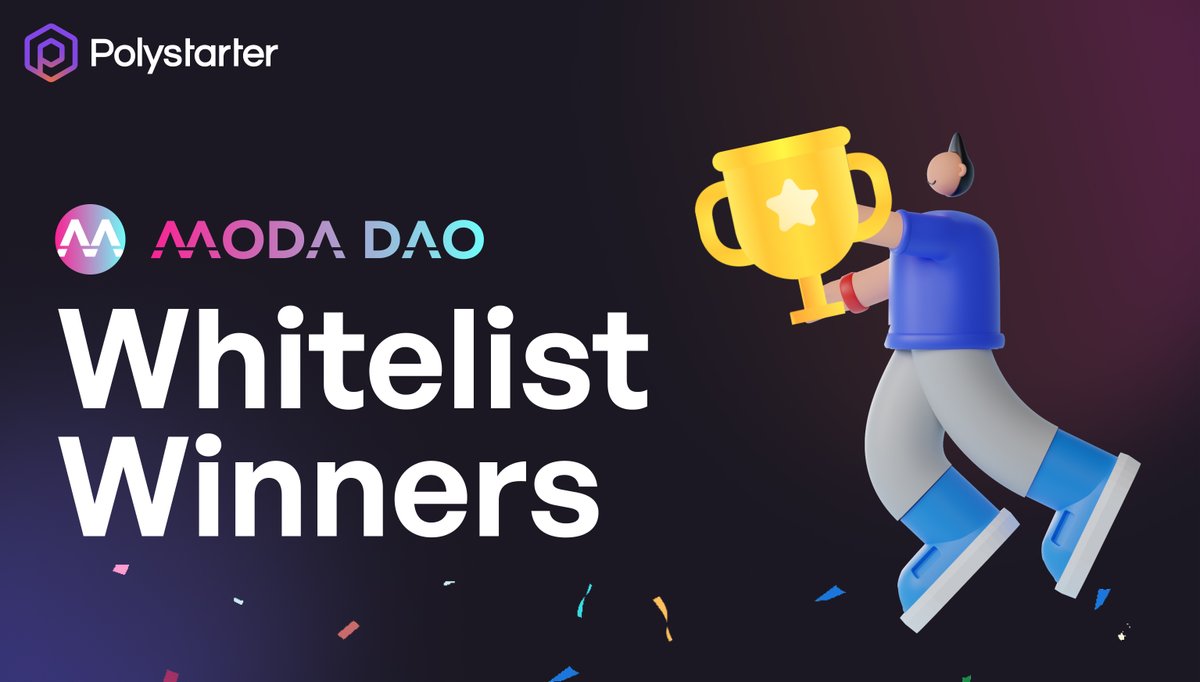 We're excited to share the list of Whitelist Winners for @MODA_DAO Sale on Polystarter. Winners List👉 bit.ly/3CT9Eeh 👏Heartiest congratulations to all of you