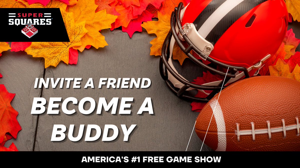 SuperSquaresHQ's tweet photo. Happy Thanksgiving!🦃Which team is your family rootin' for today?🏈Invite a Friend (or Family!), become a Buddy— for your chance to WIN MORE!💵

Matching Buddy Prizes is our way of THANKING you! When a Friend wins, the Buddy wins too. Download and play: https://t.co/AA3W0hVloc https://t.co/t0t6pq90Yu