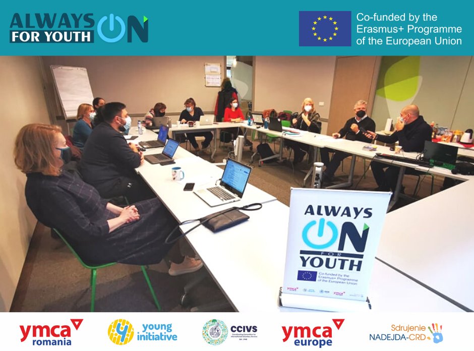 ymcaeurope's tweet photo. 🎯 Another milestone within the strategic youth partnership project "#AlwaysON for youth", co-financed through the #Erasmus+ Program:
➡ the 2nd transnational meeting underway in Brussels, hosted by YMCA Europe https://t.co/w0vFF4KHXq