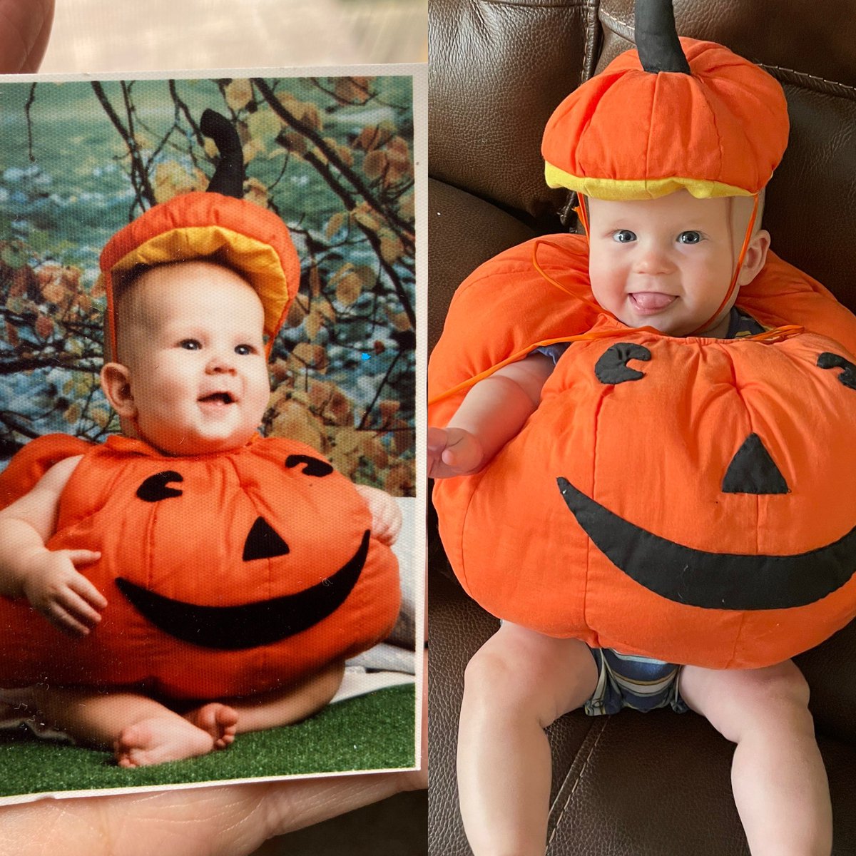 PhebeKemmer's tweet photo. #TDayCBS Pumpkin Pie for dessert… across 2 generations (Dad on left, son on right) https://t.co/g6DwHNHnqf