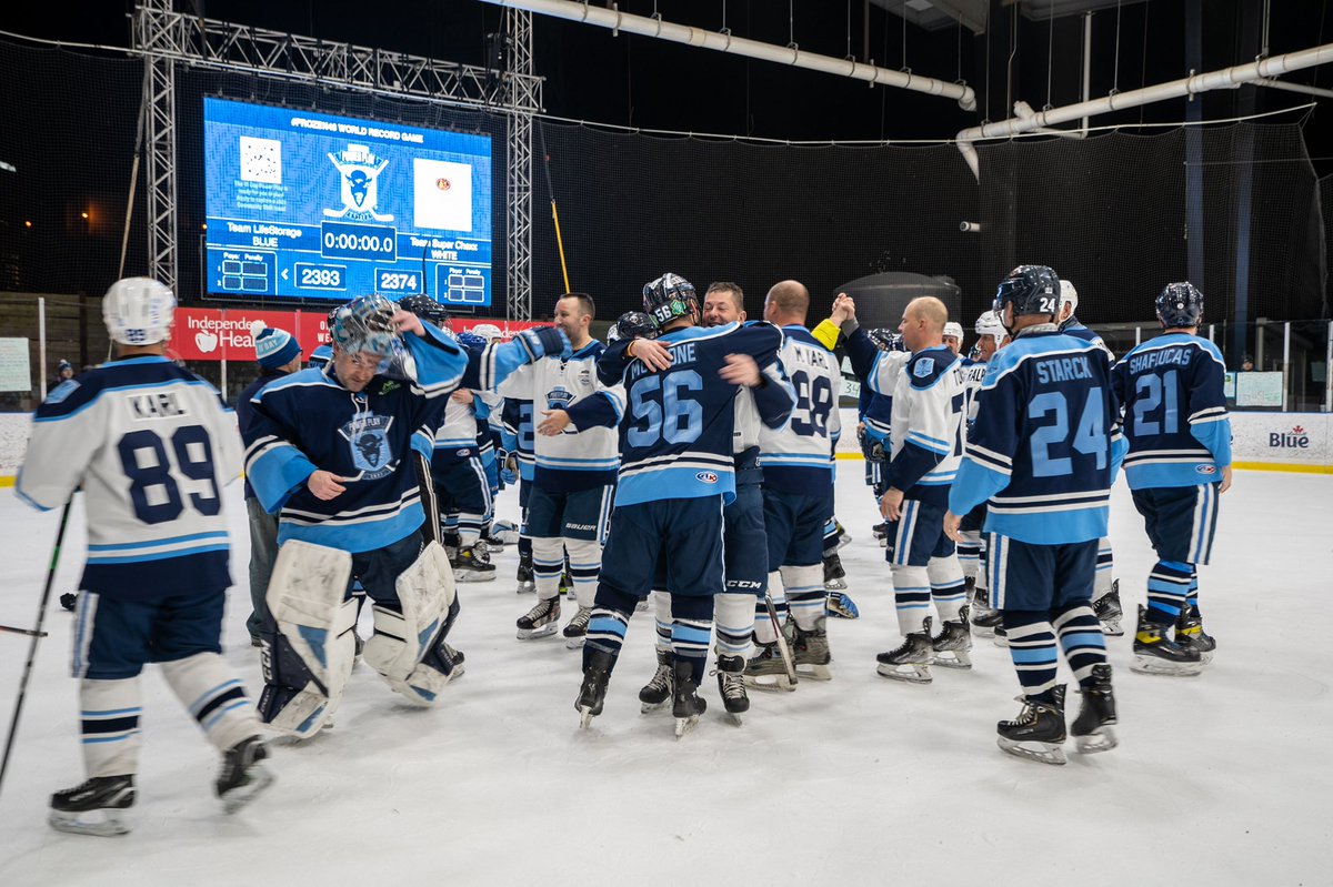 11DayPowerPlay's tweet photo. We did it…thanks to this incredible city! Thank you Buffalo. Our players, sponsors and volunteers made it possible. We officially hold a Guinness #worldrecord for the world’s longest marathon ice hockey game 252:00:50! #puttingcanceronice #11DPP photos-Brittany McCrone https://t.co/qRBlIG0iqP