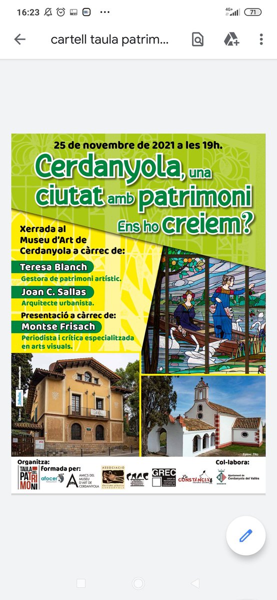portdelcompte's tweet photo. Avui parlem del Patrimoni cultural i arquitectònic de #CerdanyoladelValles convidades per la #TauladePatrimoni. Esperem q us sigui interessant. https://t.co/YXyC84gCBk