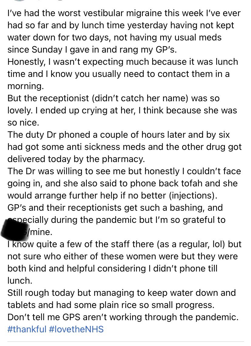 My experience yesterday with my GP surgery and their receptionists. 
#NHS #GP #GeneralPractitioners #migraine #migraines #vestibularmigraine