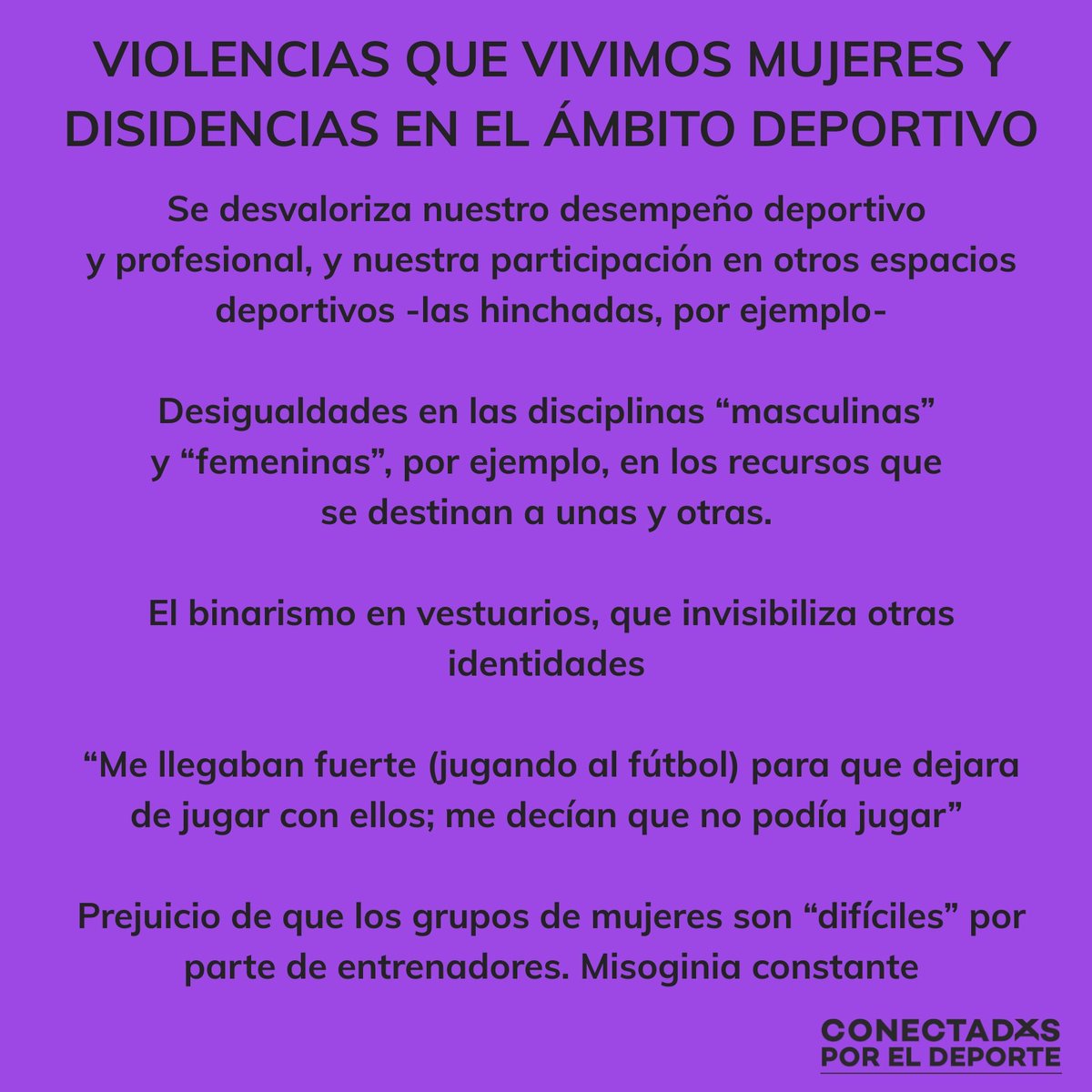 conectadesuy's tweet photo. Hoy marchamos juntes!
JUNTXS CONTRA LA VIOLENCIA HACIA LAS MUJERES Y DISIDENCIAS EN EL DEPORTE
De cara al #25N consultamos a nuestrxs seguidorxs. Aquí sus respuestas.
Construyendo el deporte que queremos!
#unidxscontralaviolenciadegéneroeneldeporte
#Conectadxsporeldeporte https://t.co/A29FufarSJ