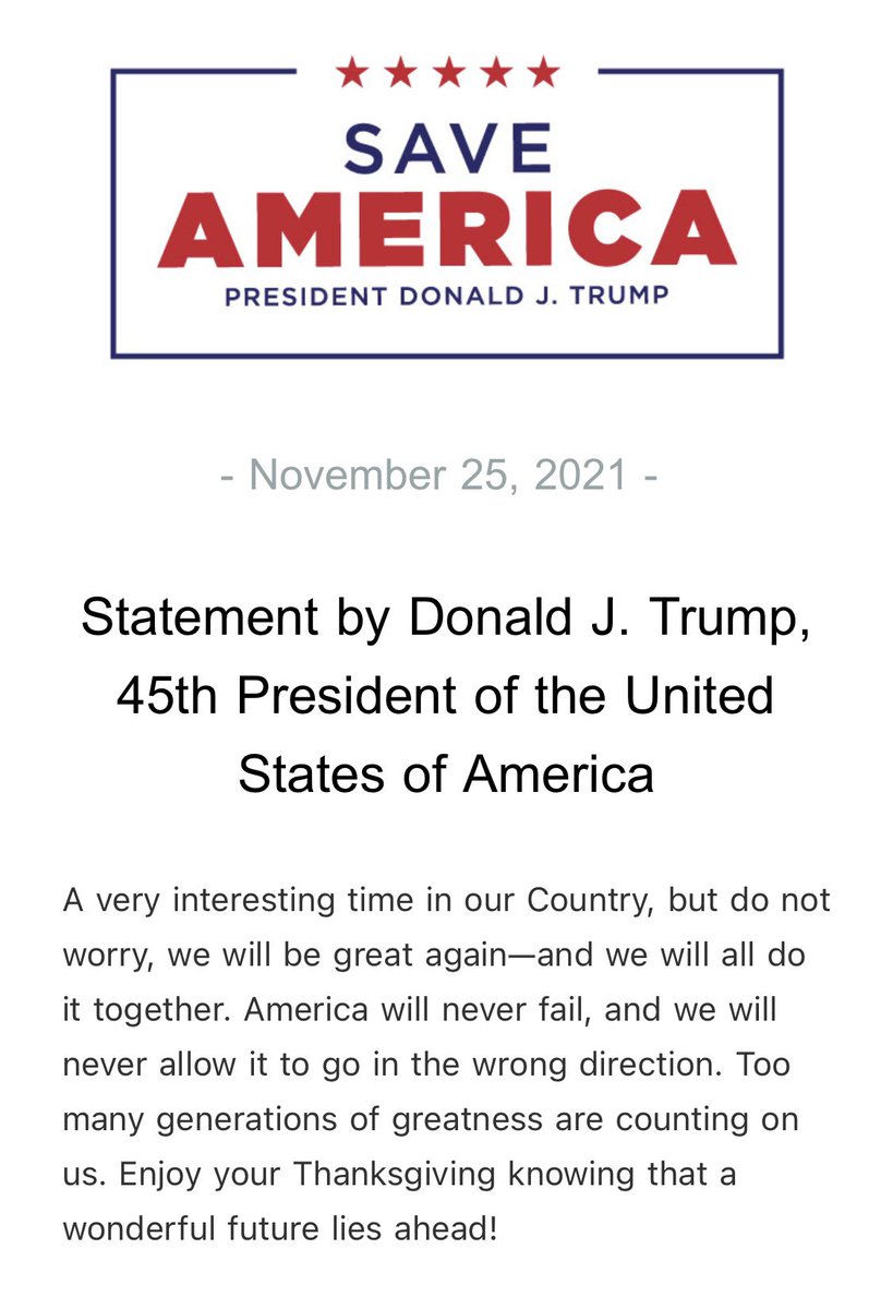 RSBNetwork's tweet photo. Statement by Donald J. Trump, 45th President of the United States of America https://t.co/SsGw5zViWU