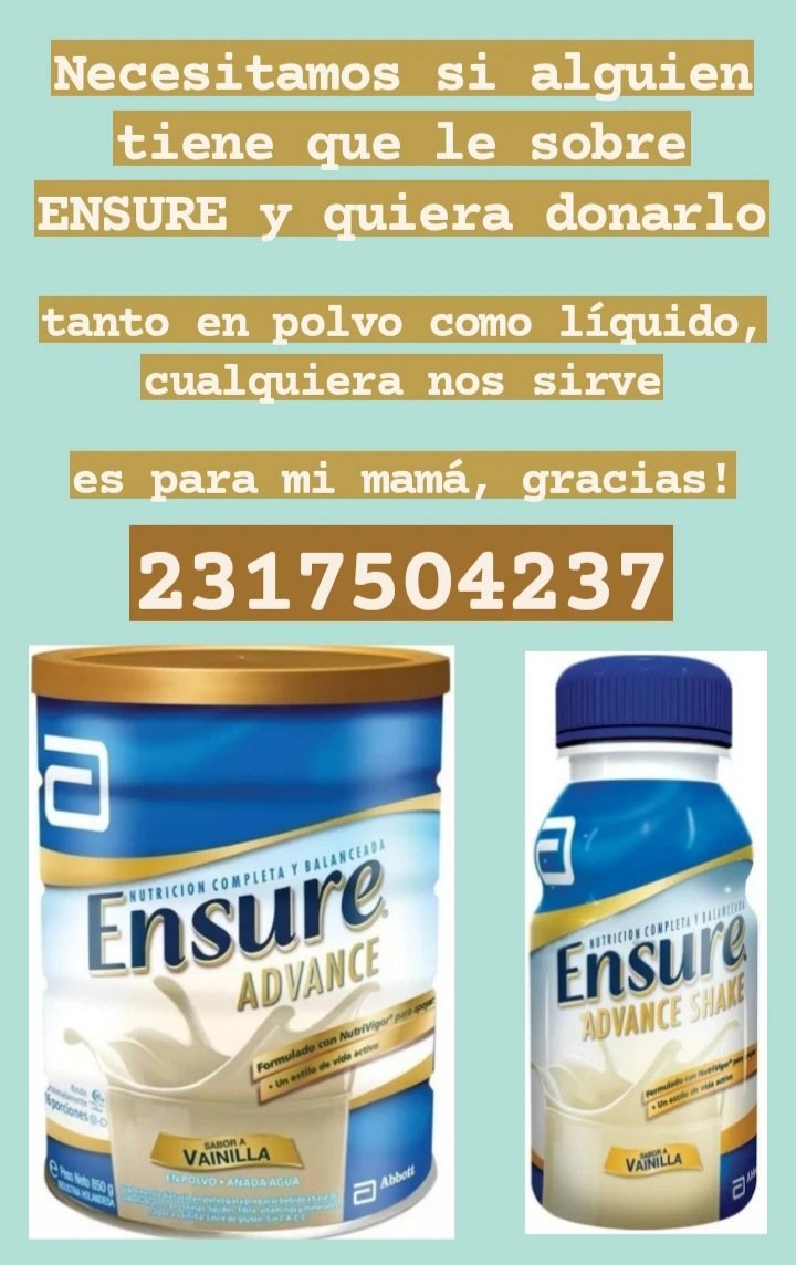 cxmiledesmx's tweet photo. ¡Hola! A mi mamá le detectaron un tumor en el esófago, por obvias razones le está impidiendo alimentarse bien
Necesitamos si alguien tiene que le sobre ENSURE y quiera donarlo.
Tanto en polvo como líquido, cualquiera nos sirve.
Y me ayudas también difundiendo ¡Gracias!
2317504237 https://t.co/wQhWM4oXQe