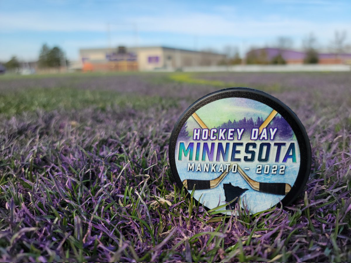 VintageMNHockey's tweet photo. Morning drive to Mankato to pick up #HDM22 swag &amp; capture a few pics of @HockeyDayMN 2022 location @MNSUMankato Blakeslee Stadium, <2 months away! https://t.co/Ai3mlxEvWL