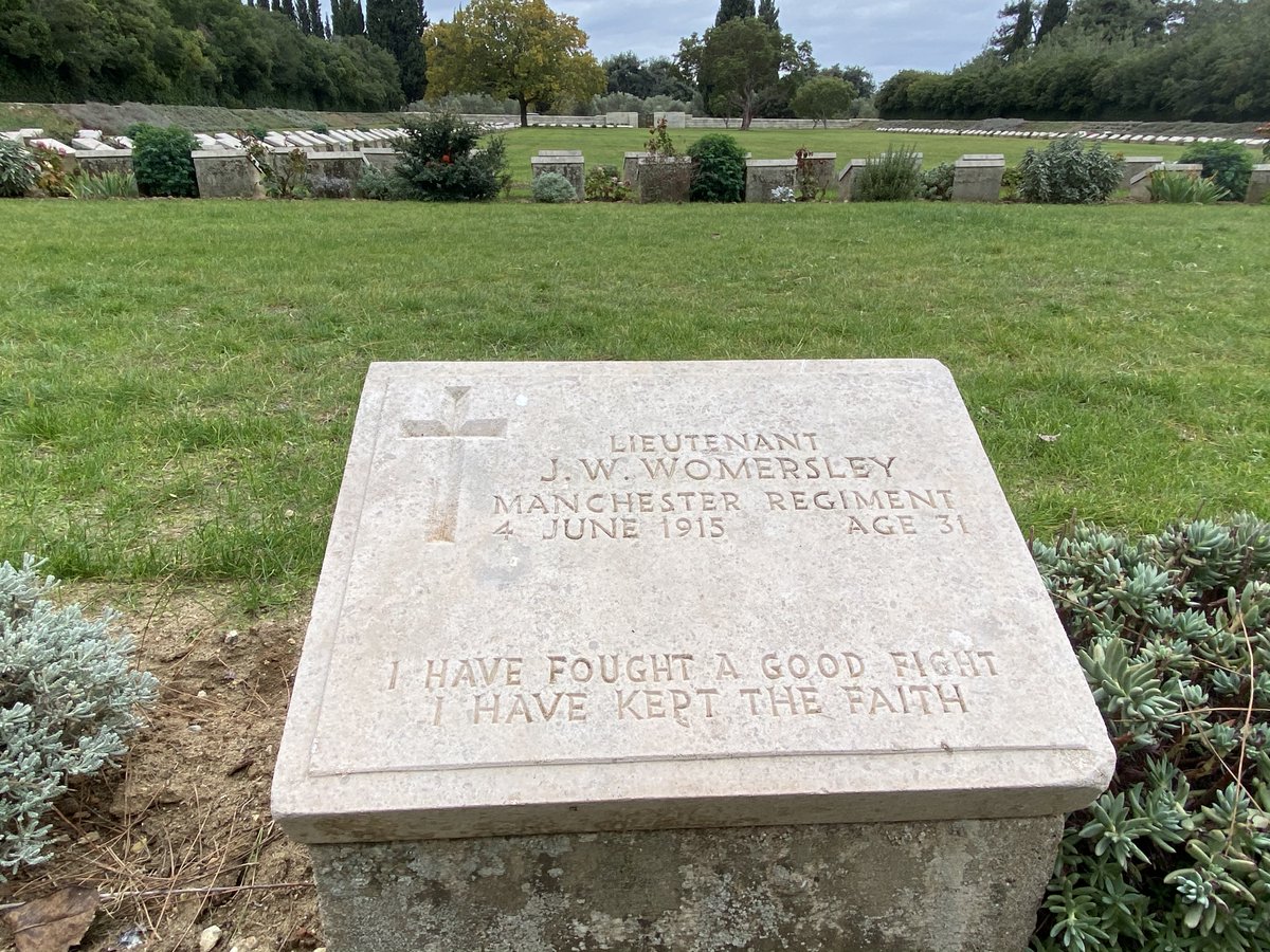BillSellars2's tweet photo. #Gallipoli #Çanakkale #Riley #Helles Major Staveacre lies in Redoubt Cemetery next to another Manchester officer, Lt John Womersley. Both get repeat mentions in Riley's Gallipoli Diary (unabashed plug), so I thought I would try and track them down. https://t.co/xZgvnmO1eA