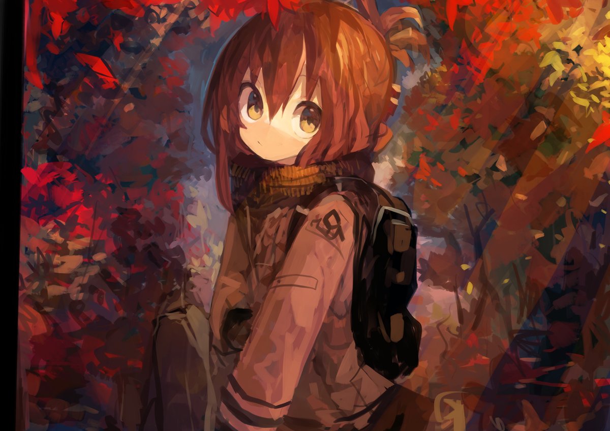 inazuma (kancolle) 1girl solo brown hair folded ponytail backpack bag hair between eyes  illustration images