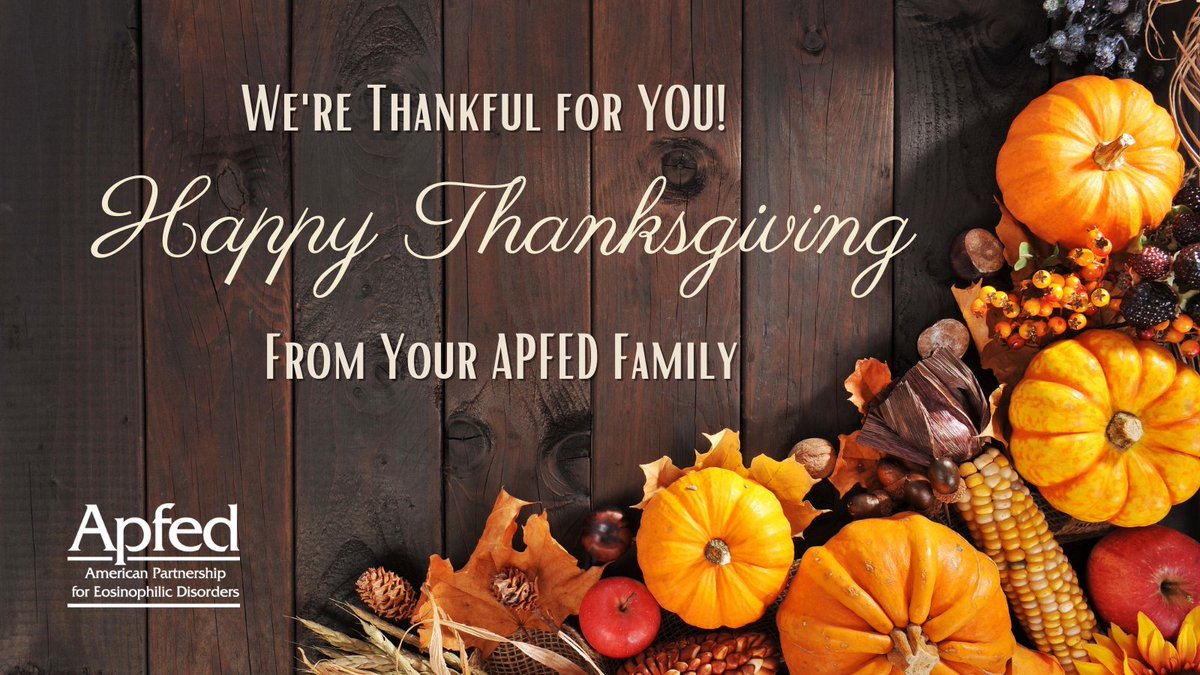 Thanksgiving can be tough for those living with eosinophil-associated diseases. We wish everyone in our Eos community a safe and happy Thanksgiving!