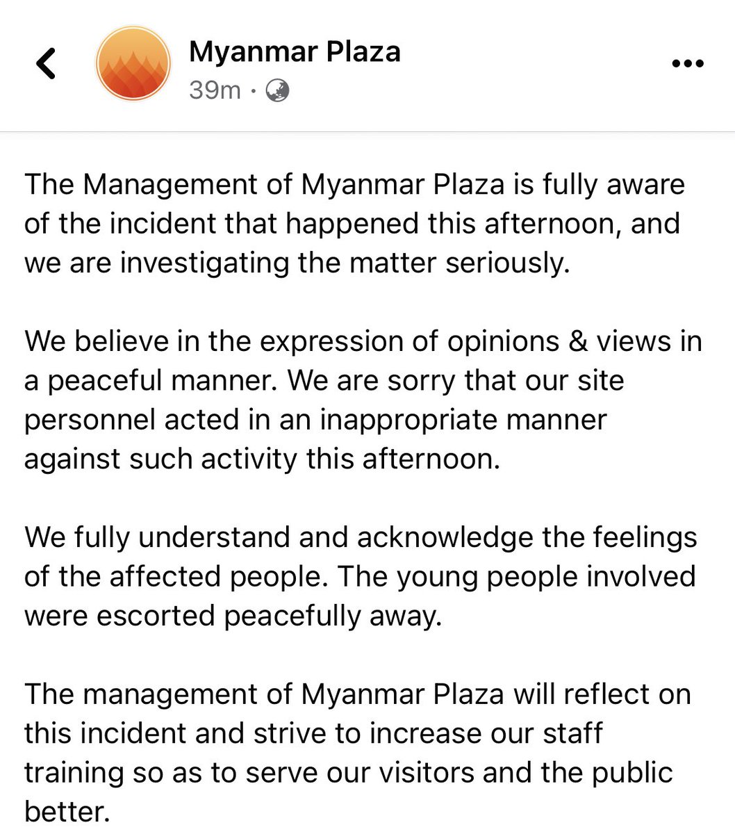 Update: The mall’s management has now expressed regret, says they will reflect over the incident after the public’s swift &amp; powerful call for boycott.
Still, many shops continue to announce temporary closure of their branches to condemn such behavior on student protestors.
