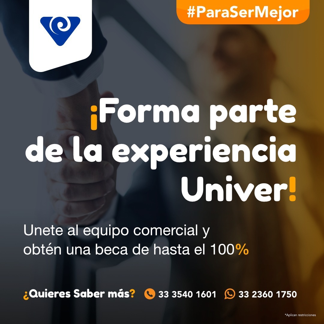 ¿Te gustaría ser parte de nuestro equipo comercial y obtener una beca hasta del 100% en tus estudios?🤝
¡Mándanos mensaje si te interesa! 👇🏼