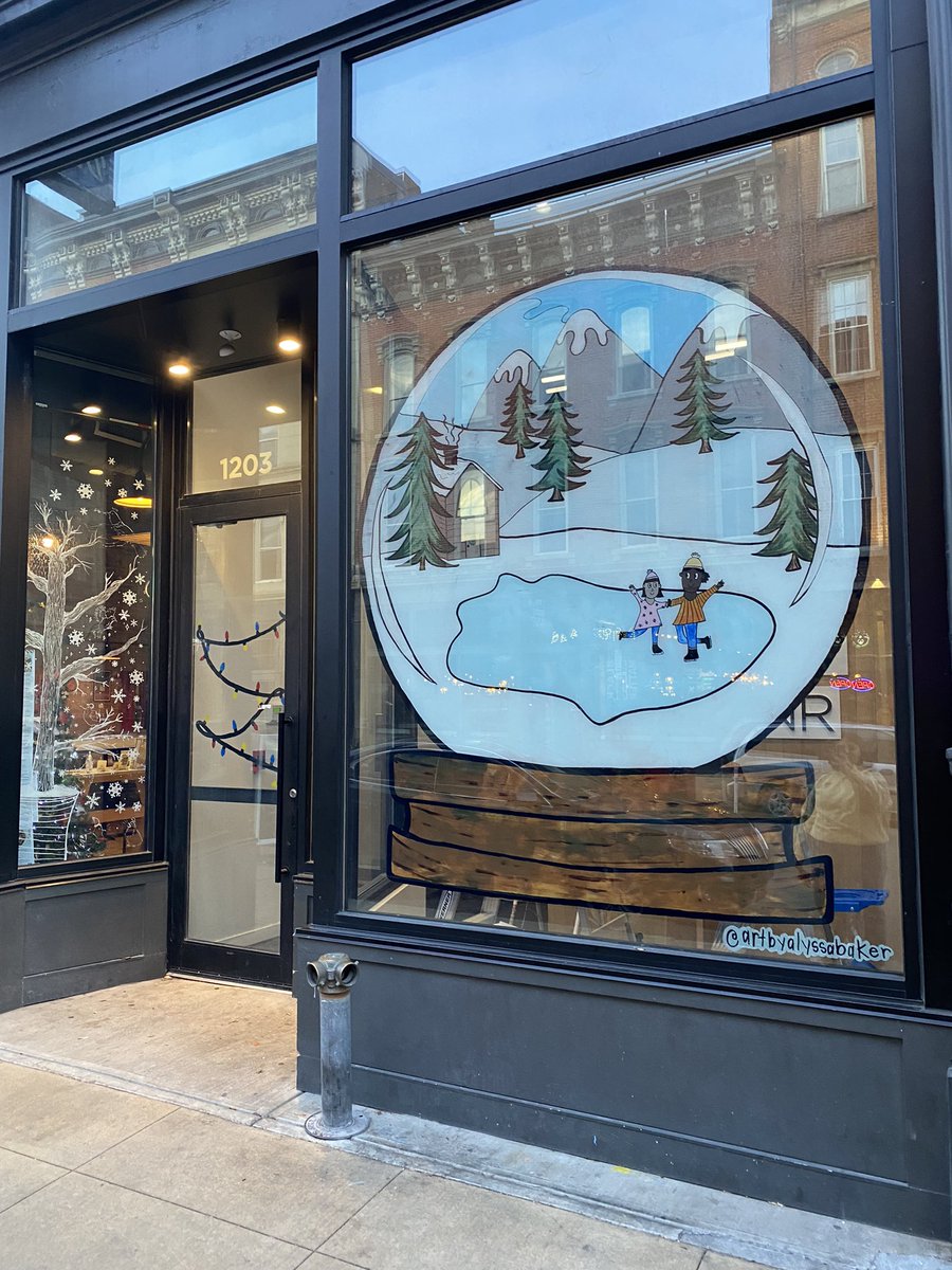 lyss_baker_'s tweet photo. painted this window in otr earlier this week! go check it out @ 1203 main street cincinnati, oh!!! it will be up until january 3 https://t.co/LnzqVDDhmA