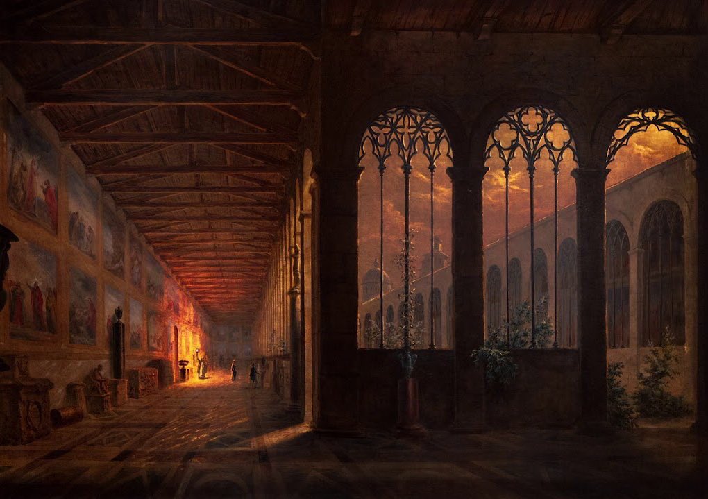 carmengaladhrim's tweet photo. Esta pintura de la Catedral de Pisa obra de Louis Daguerre cambia con la iluminación debido a una técnica que consiste en pintar ambos lados del lienzo. 

No puedo con tanta belleza. https://t.co/TNDN3ANkZY