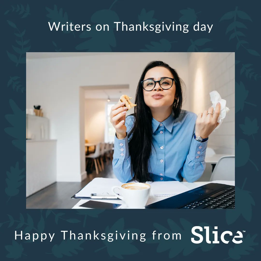 Slice_Tech's tweet photo. Anyone else taking advantage of the quiet emails to get some writing done? 

At least take a moment to have a turkey leg and a slice of pie! 😉

Happy Thanksgiving! 🦃
.
.
.
#writingcommunity #bloggersofinstagram #freelancetofreedom #b2bmarketing #marketingadvice #b2cmarketing https://t.co/FFKLi6R2ZA